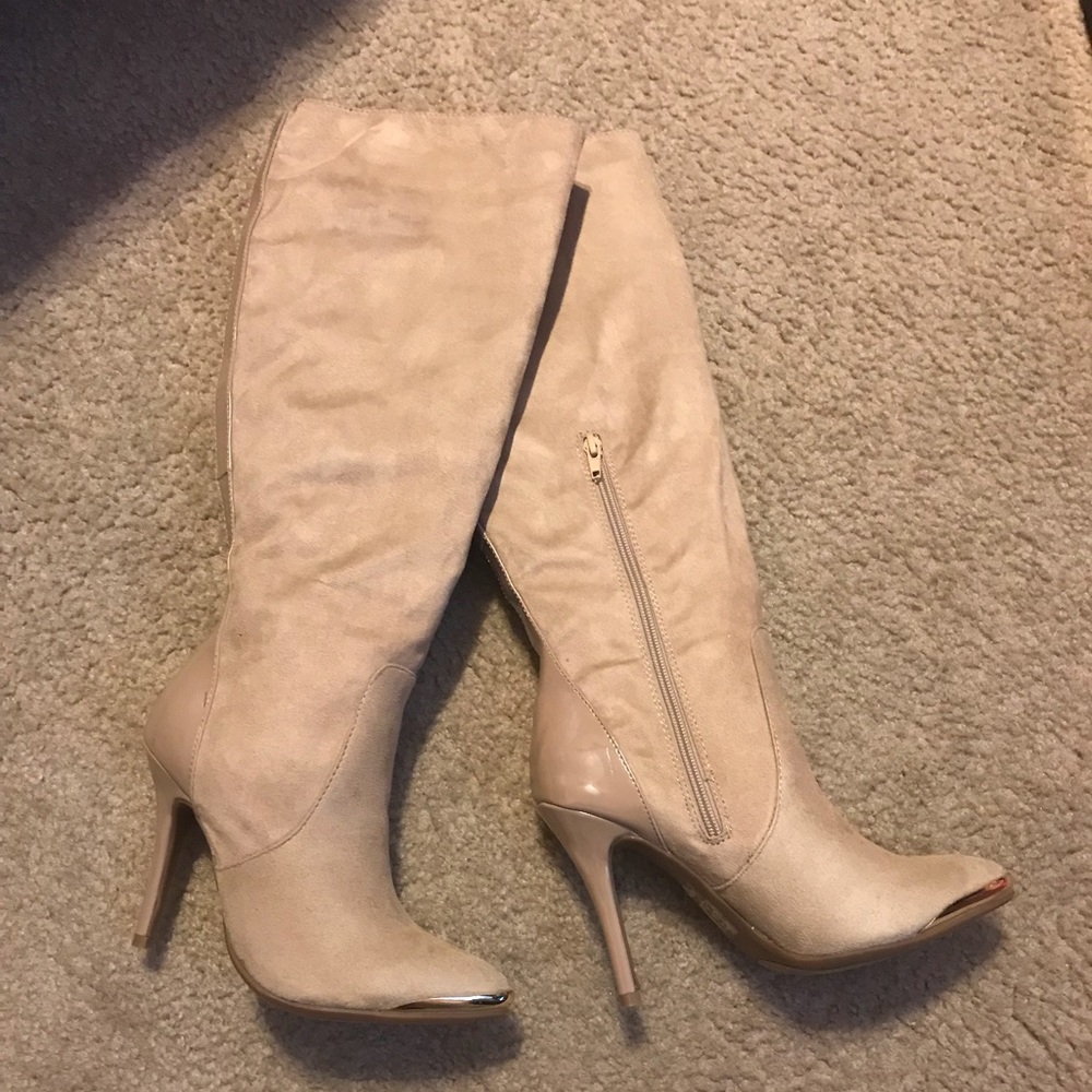 Never worn taupe knee high boots